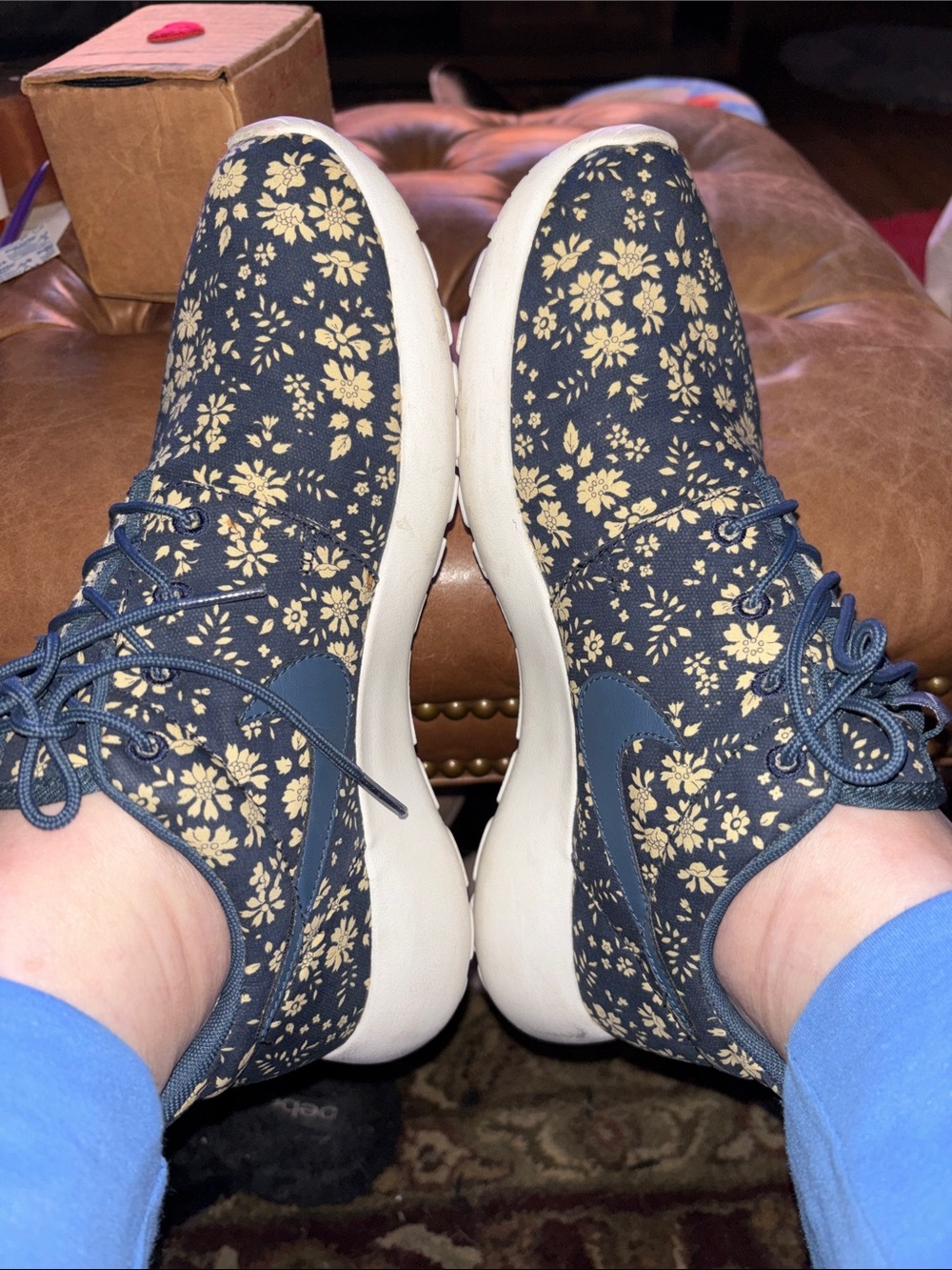 Nike Women’s Navy Floral Sneakers with Cream Accents